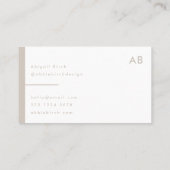 Monogram Modern Minimalistisch Natural Taupe Visitenkarte (Rückseite)