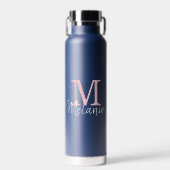 Monogram Modern Minimalistisch Navy Blue Trinkflasche (Vorne)