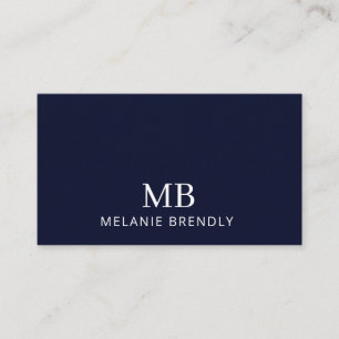 Monogram Modern Minimalistisch Navy Business Card Visitenkarte