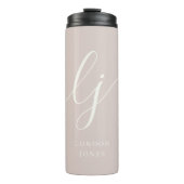 Monogram Modern Minimalistisch Pink Script Calligr Thermosbecher (Vorderseite)