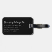 Monogram Modern Minimalistisch Schwarz-weiß Gepäckanhänger (Rückseite horizontal)