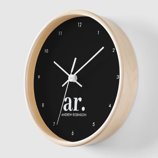 Monogram Modern Minimalistisch Schwarz-weiß Uhr (Winkel)