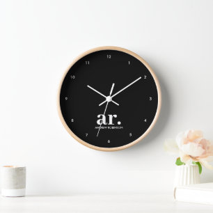 Monogram Modern Minimalistisch Schwarz-weiß Uhr