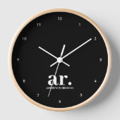 Monogram Modern Minimalistisch Schwarz-weiß Uhr (Vorderseite)