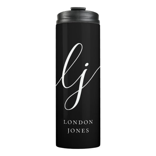 Monogram Modern Minimalistisch Script Calligraphy Thermosbecher (Vorderseite)