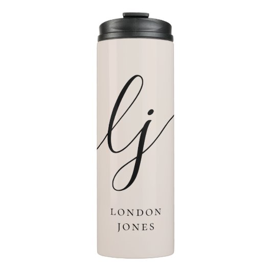 Monogram Modern Minimalistisch Script Calligraphy Thermosbecher (Vorderseite)