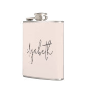 Monogram Modern Minimalistisch Stylish Blush Pink Flachmann (Links)