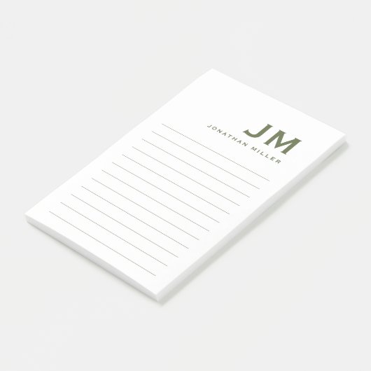 Monogram Modern Minimalistisch Trendy Lined Post-it Klebezettel (angewinkelt)