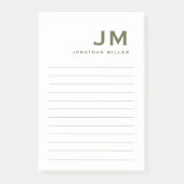 Monogram Modern Minimalistisch Trendy Lined Post-it Klebezettel (Vorderseite)