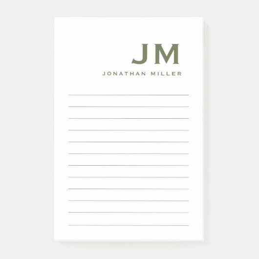 Monogram Modern Minimalistisch Trendy Lined Post-it Klebezettel (Vorderseite)