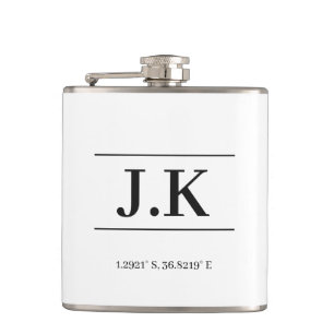 Monogram Modern Minimalistisch Vatertag Keepake Flachmann