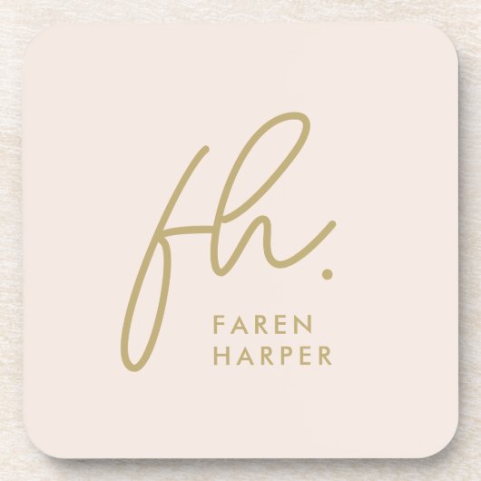 Monogram Modern Minimalistisches Script Blush Pink Getränkeuntersetzer (Vorderseite)