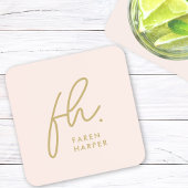 Monogram Modern Minimalistisches Script Blush Pink Getränkeuntersetzer
