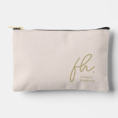 Monogram Modern Minimalistisches Script Blush Pink Zubehörtasche (Vorderseite)