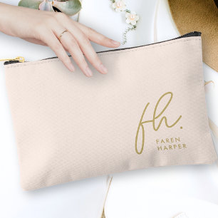 Monogram Modern Minimalistisches Script Blush Pink Zubehörtasche