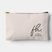 Monogram Modern Minimalistisches Script Blush Pink Zubehörtasche (Vorderseite)
