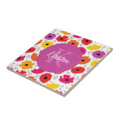 Monogram Modern Mohnblumen Blumenmuster Schriftzug Fliese (Seite)