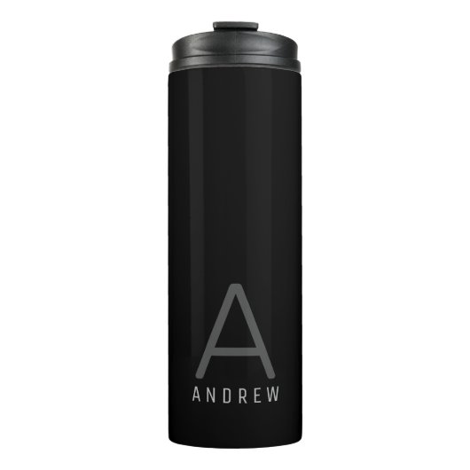 Monogram, modern Name Monogram, einfach grau schwa Thermosbecher (Vorderseite)