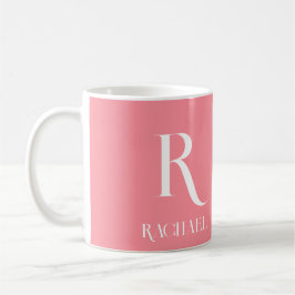 Monogram Modern Name Stilvoll rosa Kaffeetasse
