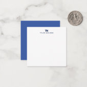 Monogram Modern Navy Blue Typografy Mitteilungskarte (Vorderseite/Rückseite Beispiel)