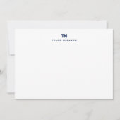 Monogram Modern Navy Blue Typografy Mitteilungskarte (Vorderseite)