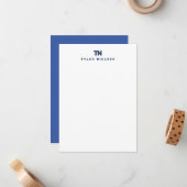 Monogram Modern Navy Blue Typografy Mitteilungskarte (Vorderseite/Rückseite Beispiel)