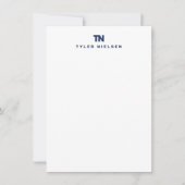 Monogram Modern Navy Blue Typografy Mitteilungskarte (Vorderseite)