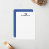 Monogram Modern Navy Blue Typografy Mitteilungskarte (Vorderseite/Rückseite Beispiel)