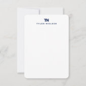 Monogram Modern Navy Blue Typografy Mitteilungskarte (Vorderseite)