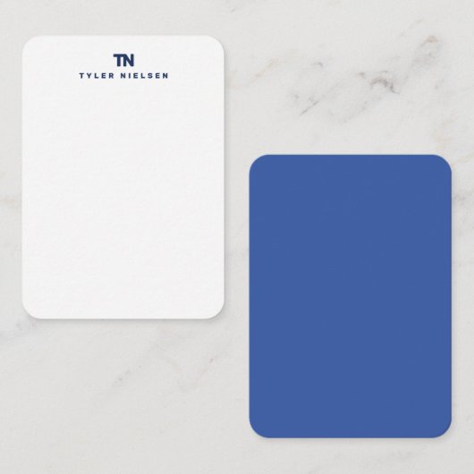 Monogram Modern Navy Blue Typografy Mitteilungskarte (Vorne/Hinten)