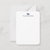 Monogram Modern Navy Blue Typografy Mitteilungskarte (Vorderseite)