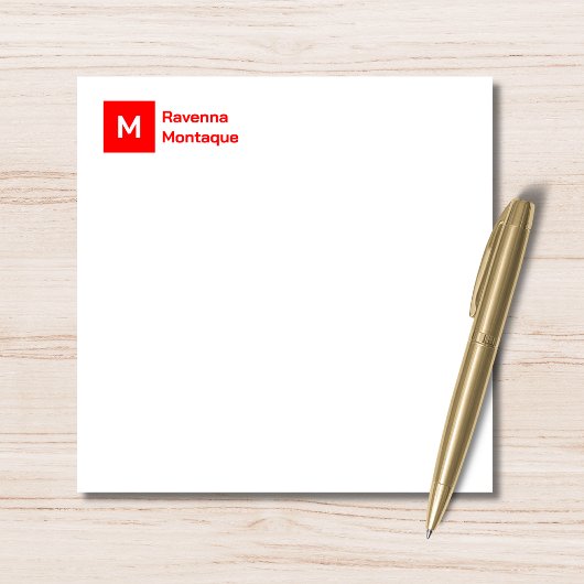 Monogram Modern Neon Red Personalized Script  Mitteilungskarte