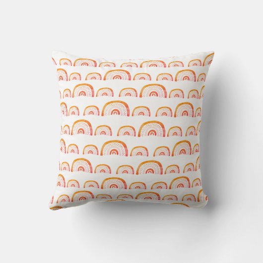 Monogram Modern Orange Watercolor Rainbow Kissen (Rückseite)