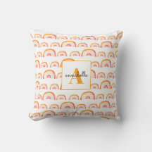 Monogram Modern Orange Watercolor Rainbow