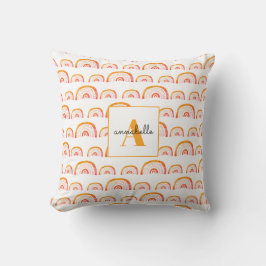 Monogram Modern Orange Watercolor Rainbow Kissen