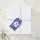 Monogram Modern Periwinkle Polka Dots Geburtstag Geschenkanhänger (Mit Garn)