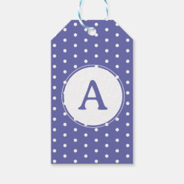 Monogram Modern Periwinkle Polka Dots Geburtstag Geschenkanhänger