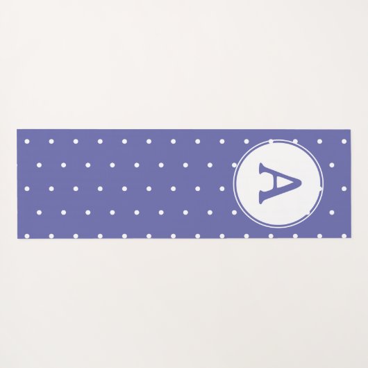 Monogram Modern Periwinkle White Polka Dots Yogamatte (Rückseite (Horizontal))