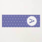 Monogram Modern Periwinkle White Polka Dots Yogamatte (Vorderseite (Horizontal))