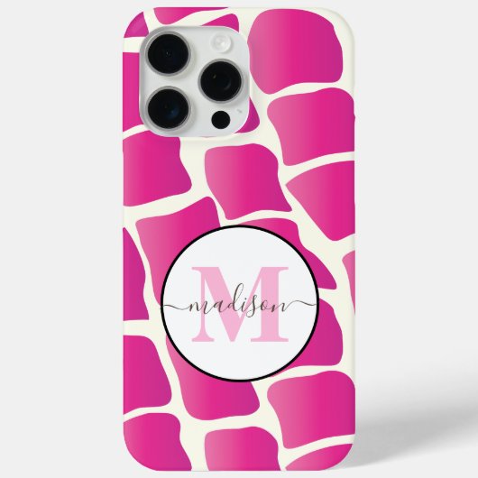 Monogram Modern Pink and Ivory Giraffe Muster Case-Mate iPhone Hülle (Rückseite)