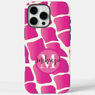Monogram Modern Pink and Ivory Giraffe Muster iPhone 16 Pro Max Hülle