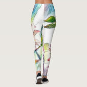 Monogram Modern Pink Cherry Blossom Wasserfarbe Leggings (Rückseite)