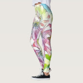 Monogram Modern Pink Cherry Blossom Wasserfarbe Leggings (Links)