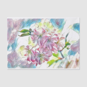 Monogram Modern Pink Cherry Blossom Wasserfarbe Seidenpapier