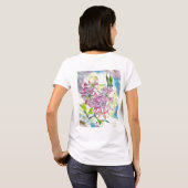 Monogram Modern Pink Cherry Blossom Wasserfarbe T-Shirt (Schwarz voll)