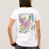 Monogram Modern Pink Cherry Blossom Wasserfarbe T-Shirt (Rückseite)