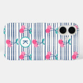 Monogram Modern Pink Cherry Preppy Girl Case-Mate iPhone Hülle (Rückseite (Horizontal))