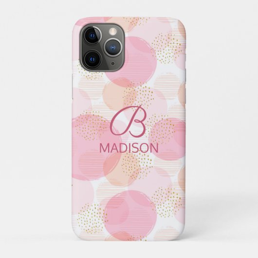 Monogram Modern Pink Girl Glitzer Personalisiert Case-Mate iPhone Hülle (Rückseite)