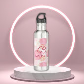 Monogram Modern Pink Girl Glitzer Personalisiert Edelstahlflasche