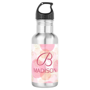 Monogram Modern Pink Girl Glitzer Personalisiert Edelstahlflasche